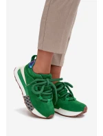 Semišové dámské tenisky na platformě s šněrováním  zelené model 21710412 - Artiker