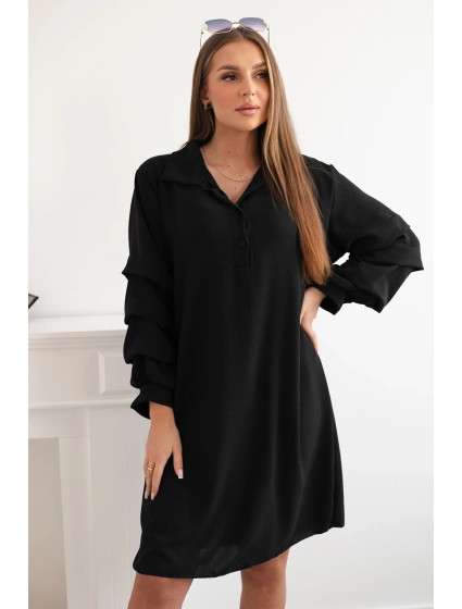 Oversized šaty s ozdobnými rukávy černé barvy
