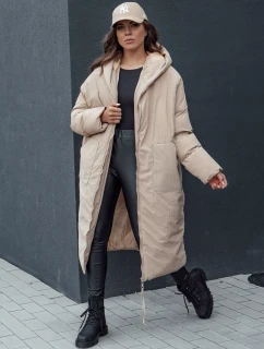 Dámská zimní dlouhá bunda oversize s kapucí MELVIN tmavě béžová FashionStreet TY4509