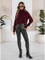 Dámské legíny z ekokůže s knoflíky černé FashionStreet UY2726