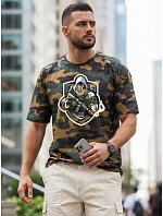 Pánské klasické tričko v maskovacím vzoru s potiskem, zelené, FashionStreet NX2003R Pánské klasické tričko v maskovacím vzoru s potiskem, zelené, FashionStreet NX2003R
