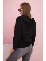 Dámská bavlněná mikina s kapucí a kapsami černá