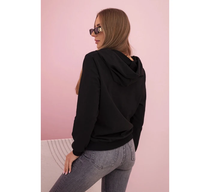 Dámská bavlněná mikina s kapucí a kapsami černá