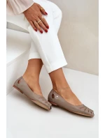 model 21684103 Pohodlné dámské kožené baleríny tmavě béžové - Zazoo