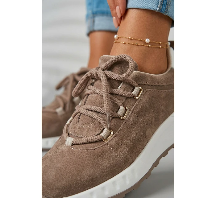 Dámské kožené semišové tenisky Hnědé model 22069525 - EVENTO