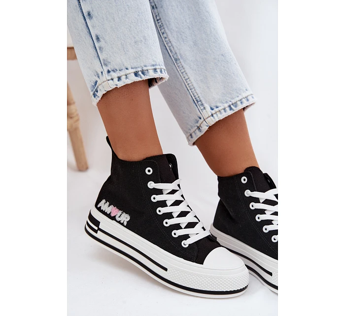 Dámské vysoké tenisky na platformě Černé model 22107450 - Boto Dámské vysoké tenisky na platformě Černé model 22107450 - Boto