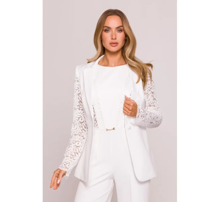 Blejzr s krajkovými a jedním knoflíkem ecru model 21136223 - Moe