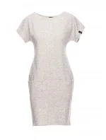 B050 Midi šaty s kapsami ve švu - světle šedé