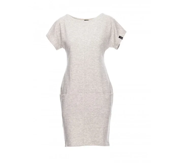 B050 Midi šaty s kapsami ve švu - světle šedé