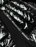 Krátká černá bunda s leskem pro přechodné období (DK100-1)
