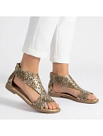 Dámské ažurové sandály z kůže ve zlaté barvě M.Daszynski model 22081571 - M. Daszyński