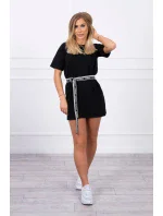 Šaty s ozdobným páskem černé