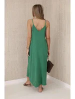 Mušelínové šaty na ramínka zelený