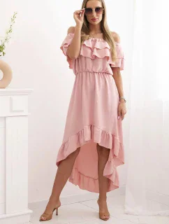Dámské šaty model 21193104 s delším zadním dílem tmavě růžová - K-Fashion