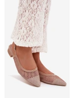 Síťované baleríny s odhaleným patou Béžové Pyvona
