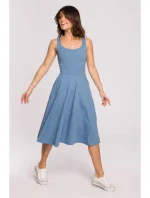 B218 Přiléhavé šaty bez rukávů - modré