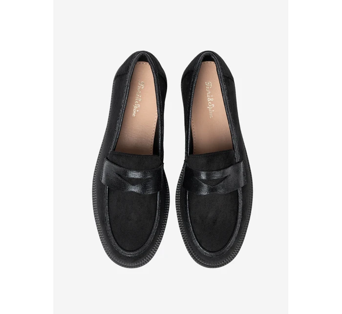 Zajímavé dámské černé  mokasíny bez podpatku