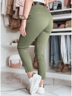 Dámské kalhoty slim fit s páskem TAIRONIK khaki FashionStreet UY2547