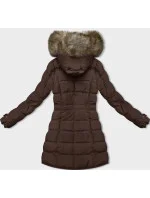 Hnědá dámská zimní bunda s kožešinovou podšívkou model 21246507 - LHD