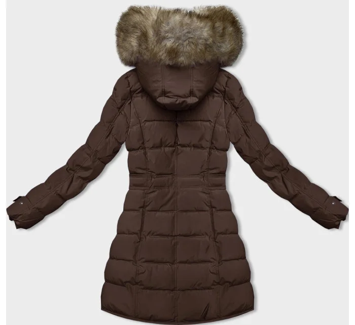 Hnědá dámská zimní bunda s kožešinovou podšívkou model 21246507 - LHD