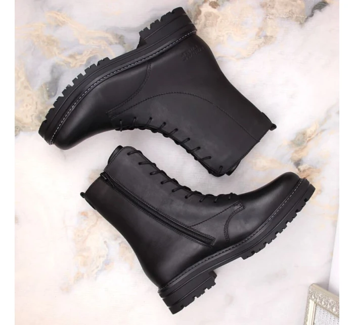 Pohodlné zateplené kožené boty pro ženy Remonte W RKR622 black - Rieker