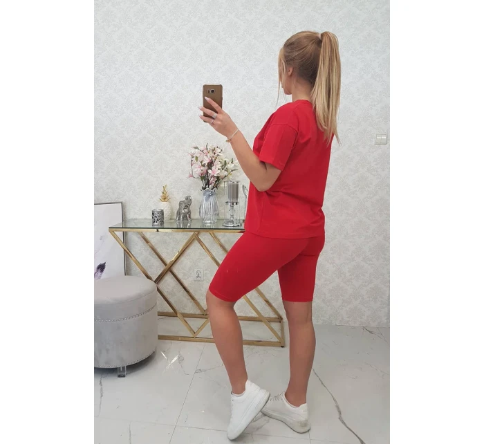 Souprava top+legíny červená