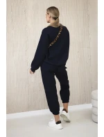 Komplet teplákové + kalhoty máslová látka námořnická modř Komplet teplákové + kalhoty máslová látka námořnická modř