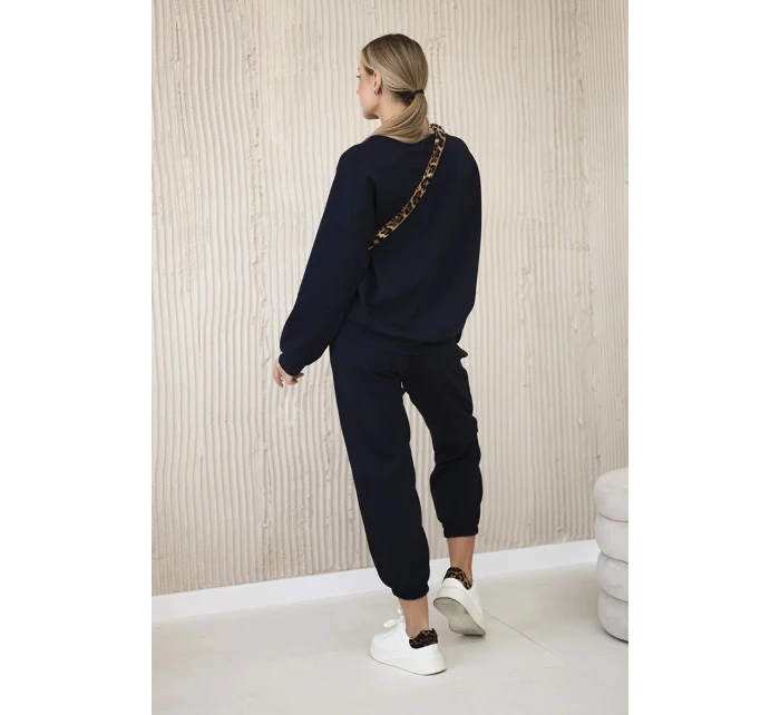 Komplet teplákové + kalhoty máslová látka námořnická modř Komplet teplákové + kalhoty máslová látka námořnická modř