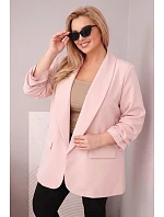 Dámské sako Plus Size elegantní pudrově růžové