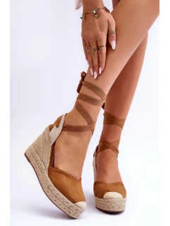 Vázané Sandály Na Vysokém Klínu velbloud Lendy