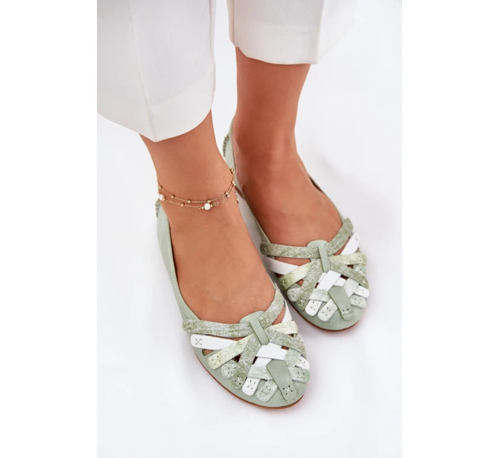 Dámské Kožené Baleríny model 21693673 Mátové - Maciejka