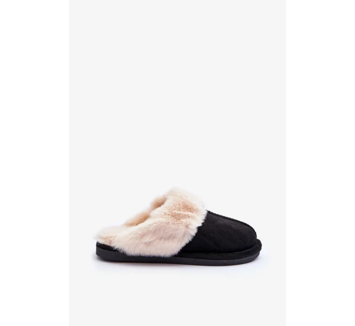 Dámské pantofle žabky s kožíškem Black Pinky