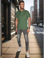 Pánská polokošile s nášivkami zelená Dstreet model 21987879 - FashionStreet