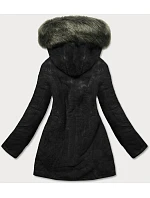 Dámská teplá zimní bunda oboustranná khaki-černá (w610)