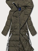 Dámská dlouhá péřová bunda khaki (AG3-3038)