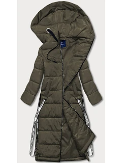 Dámská dlouhá péřová bunda khaki (AG3-3038)