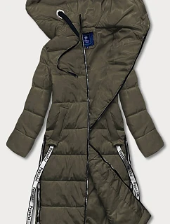Dámská dlouhá péřová bunda khaki (AG3-3038)