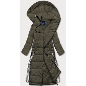 Dlouhá dámská péřová bunda v khaki barvě (AG3-3038) Dlouhá dámská péřová bunda v khaki barvě (AG3-3038)