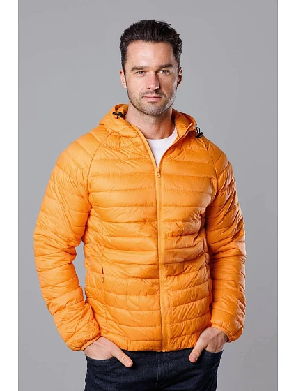 Žlutá pánská prošívaná bunda s kapucí model 18345069 - J.STYLE