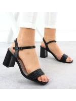 Dámské černé sandály na jehlovém podpatku Vinceza 62228