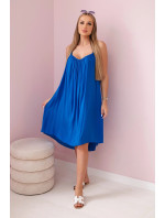 Viskózové šaty na ramínka chrpově modrá
