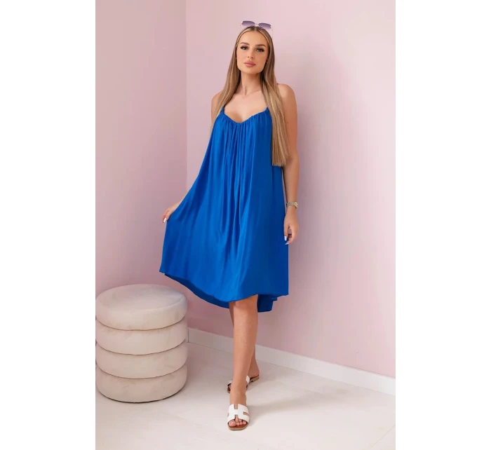 Viskózové šaty na ramínka chrpově modrá Viskózové šaty na ramínka chrpově modrá