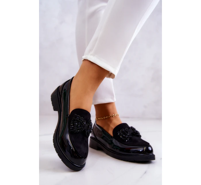 Elegantní Lakované Mokasíny Loafery Černé S.Barski HY51-318 Belize