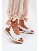 Kožené Sandály Na Klínu Artiker 56C2317 Bílé