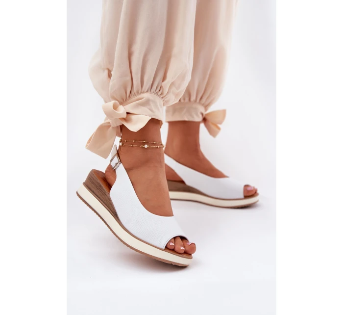 Kožené Sandály Na Klínu Artiker 56C2317 Bílé