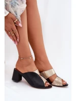 Kožené Dámské Klapky Na Podpatku model 21697462 - Maciejka Kožené Dámské Klapky Na Podpatku model 21697462 - Maciejka