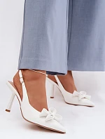 Dámské sandály na podpatku s mašlí bílé Jonera