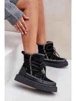 Dámské sněhule s výšivkou na platformě černé Naleris