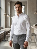 Pánská neformální košile SLIM FIT se stojáčkem bílá FashionStreet DX2608