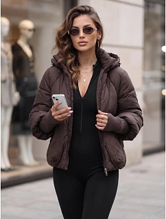 Kurtka damska zimowa pikowana z kapturem brązowa model 22361803 - FashionStreet